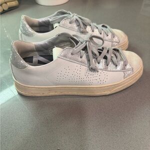 P448 White and Silver Sneakers